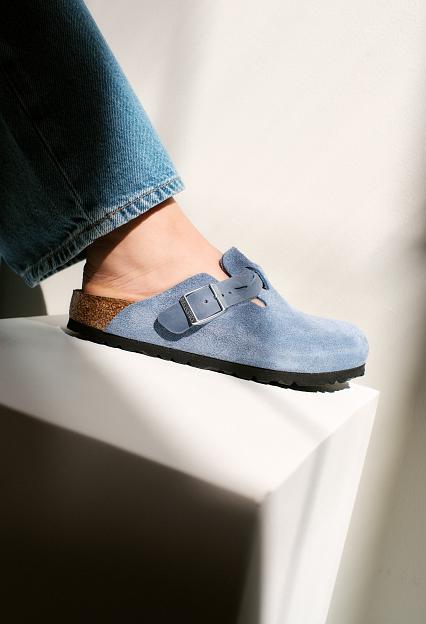BIRKENSTOCK Boston Braided Suede Leather Elemental Blue